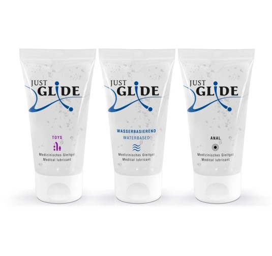 Just Glide - Zestaw 3x50 ml Lubrykant Analny Wodny I Do Zabawek Erotycznych